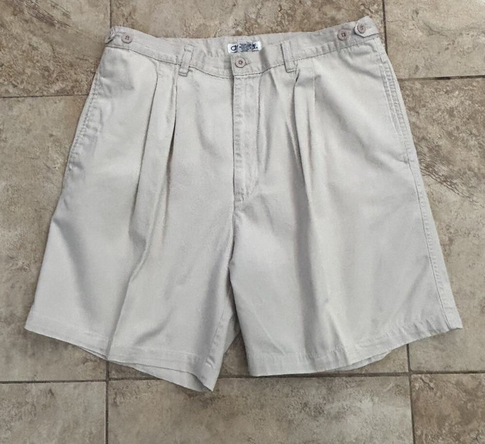 Cherokee Mens Golf Shorts Size 38 Beige Khaki Pleated Casual Classic Fit